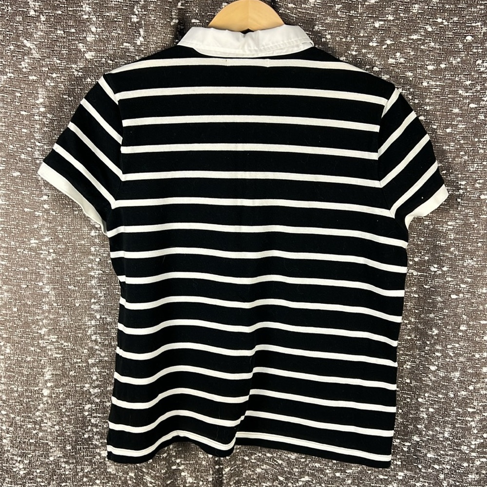 L-RL Lauren‎ Active Ralph Lauren Black w/ White Stripes Collared Polo - Picture 10 of 10